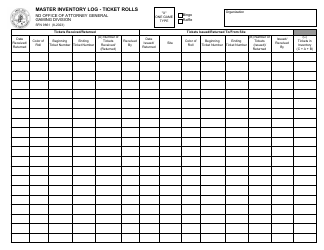 Document preview: Form SFN9861 Master Inventory Log - Ticket Rolls - North Dakota