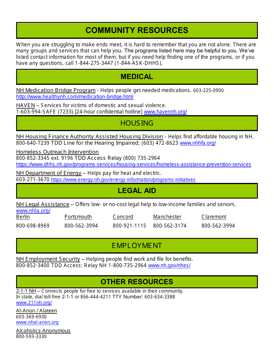 BFA Form 800 Application for Assistance - New Hampshire, Page 10