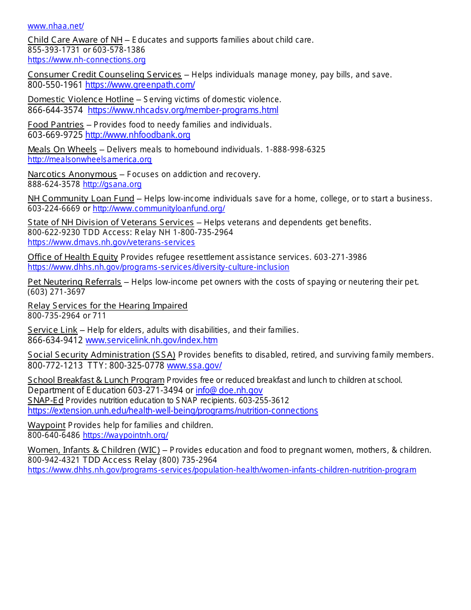 BFA Form 800 Application for Assistance - New Hampshire, Page 11