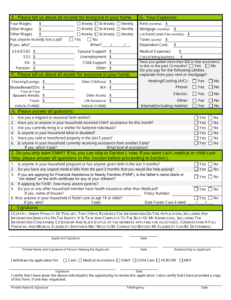 BFA Form 800 Application for Assistance - New Hampshire, Page 4