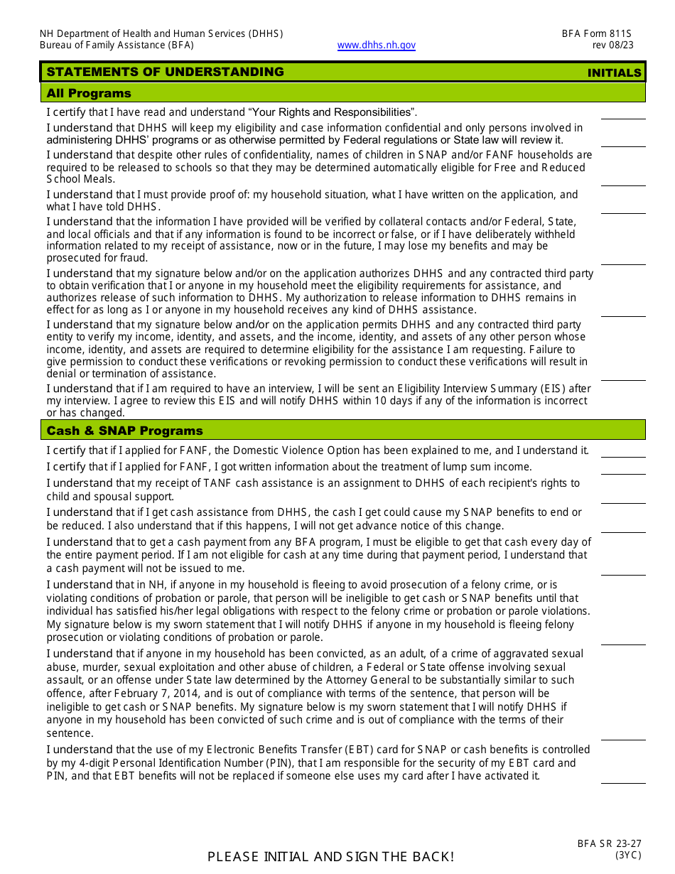 BFA Form 800 Application for Assistance - New Hampshire, Page 7