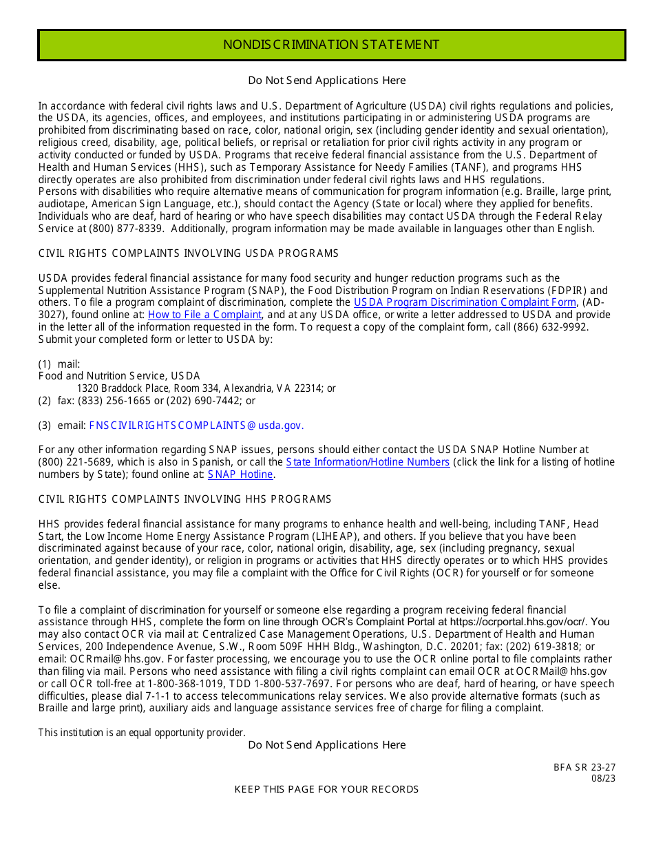 BFA Form 800 Application for Assistance - New Hampshire, Page 9