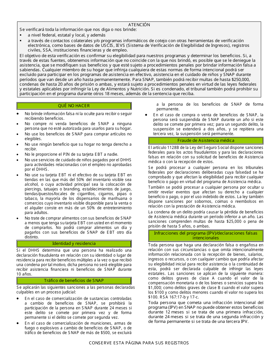 BFA Formulario 800 Solicitud De Asistencia - New Hampshire (Spanish), Page 7