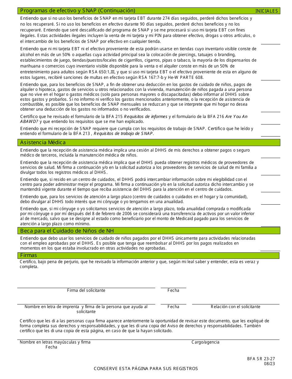 BFA Formulario 800 Solicitud De Asistencia - New Hampshire (Spanish), Page 9