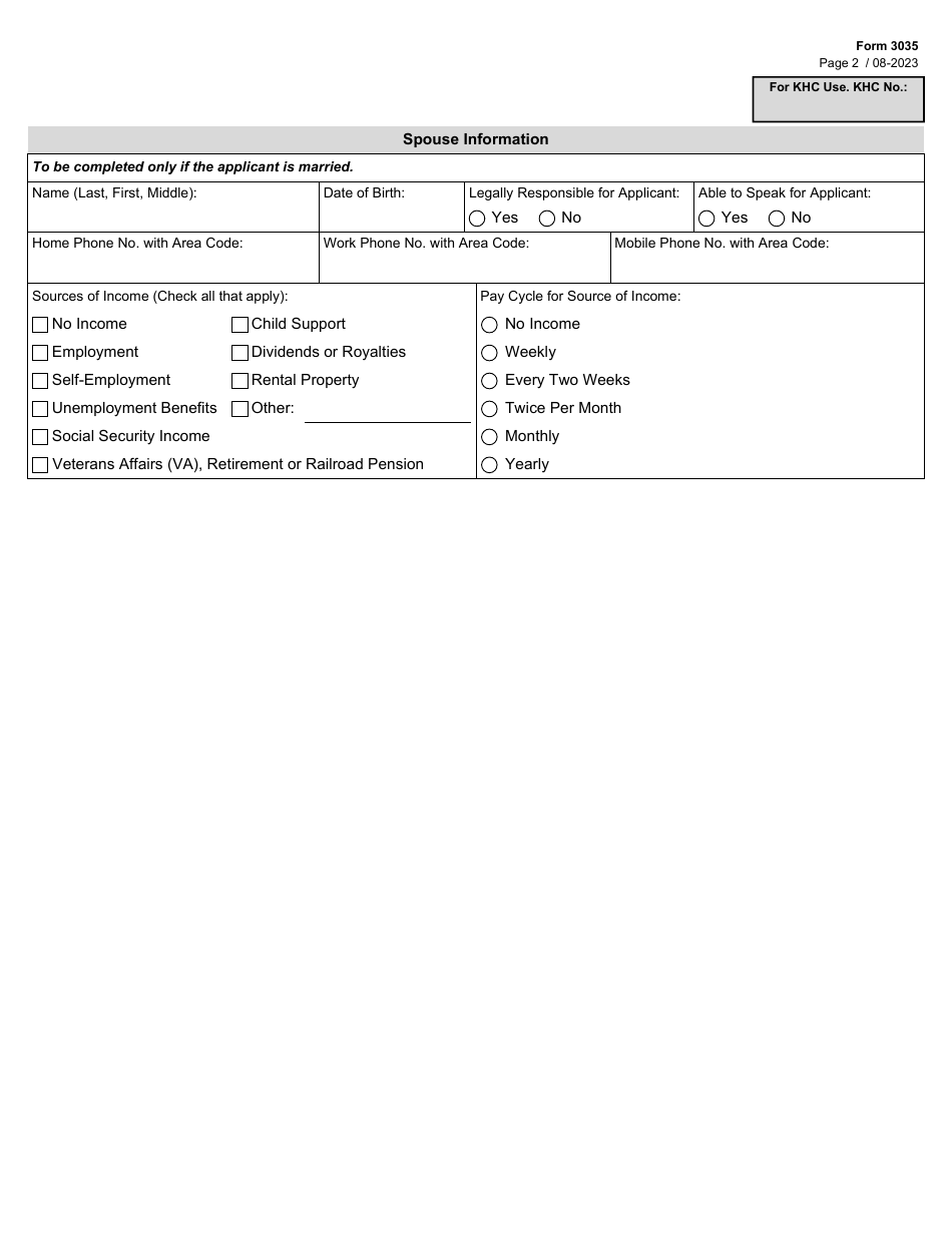 Form 3035 Kidney Health Care Program Application - Texas, Page 2