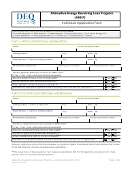 Document preview: Individual Application Form - Alternative Energy Revolving Loan Program (Aerlp) - Montana