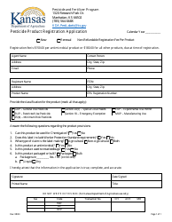 Document preview: Pesticide Product Registration Application - Kansas