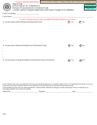 Document preview: Limited Liability Company Registration Information Change Form Addendum - Utah