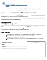 Document preview: Application for Reinstatement of a Domestic Benefit Corporation - Utah