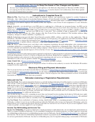 Form 20 Nebraska Tax Application - Nebraska, Page 3