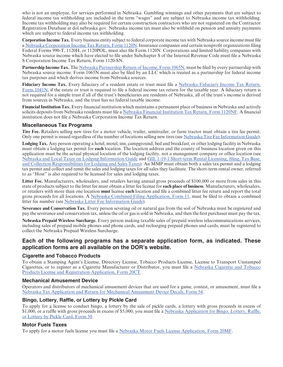 Form 20 Nebraska Tax Application - Nebraska, Page 4