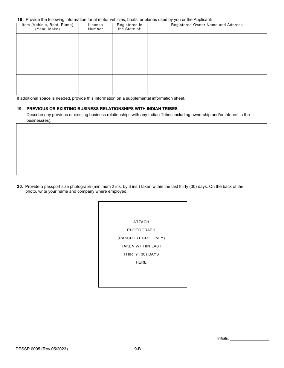 Form DPSSP0095 Part B Indian Gaming Unit Corporate Certification Application Individual Personal History - Louisiana, Page 13
