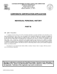 Form DPSSP0095 Part B Indian Gaming Unit Corporate Certification Application Individual Personal History - Louisiana, Page 2