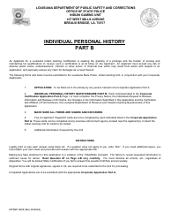 Form DPSSP0095 Part B Indian Gaming Unit Corporate Certification Application Individual Personal History - Louisiana, Page 3