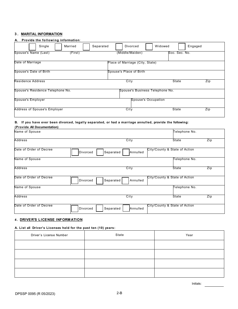 Form DPSSP0095 Part B Indian Gaming Unit Corporate Certification Application Individual Personal History - Louisiana, Page 6
