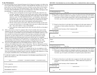 Form DC-421 Summons for Unlawful Detainer (Civil Claim for Eviction) - Virginia, Page 2