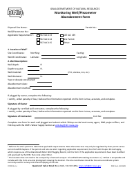 Document preview: DNR Form 542-0699 Monitoring Well/Piezometer Abandonment Form - Iowa
