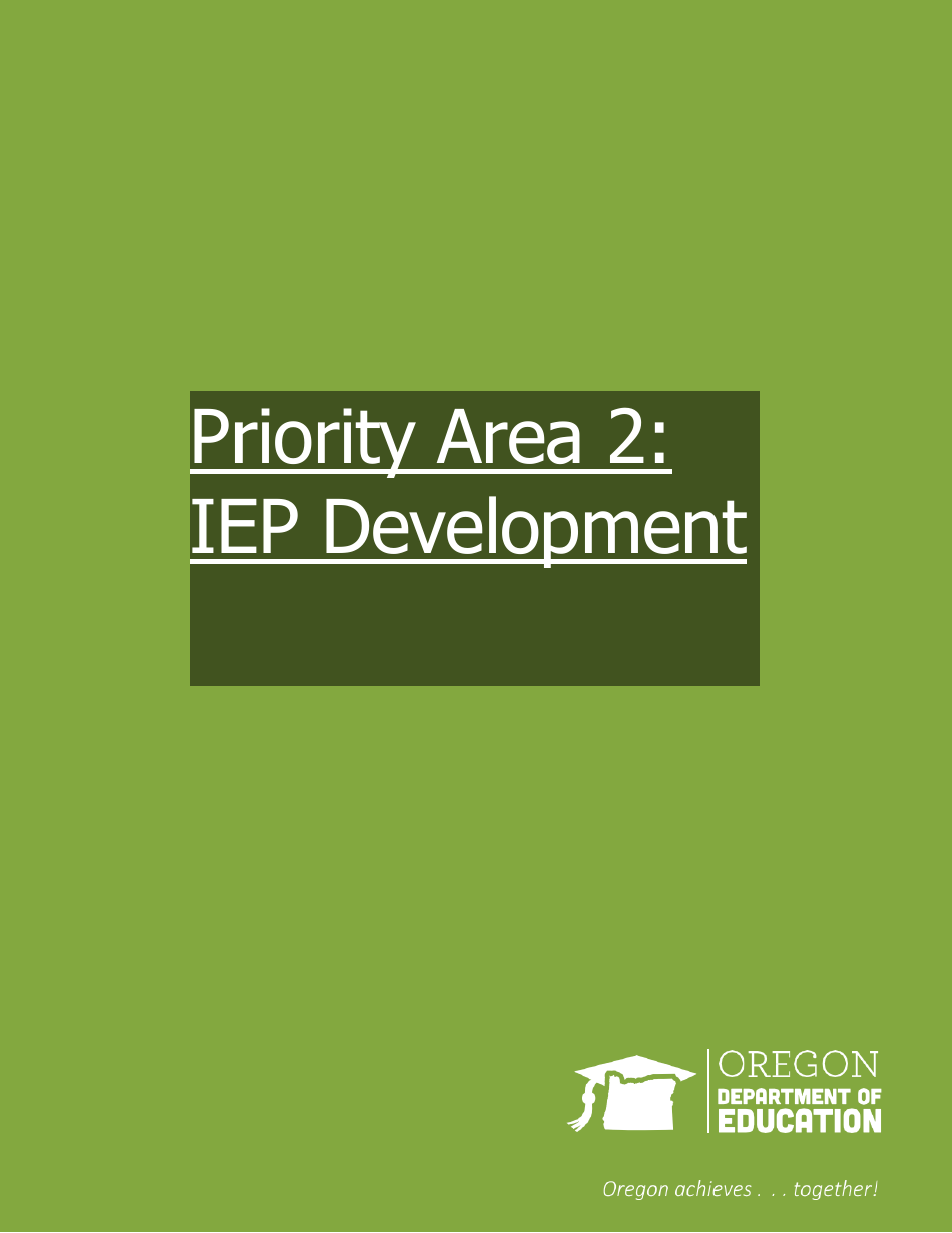 Priority Area 2: Iep Development - Oregon, Page 1