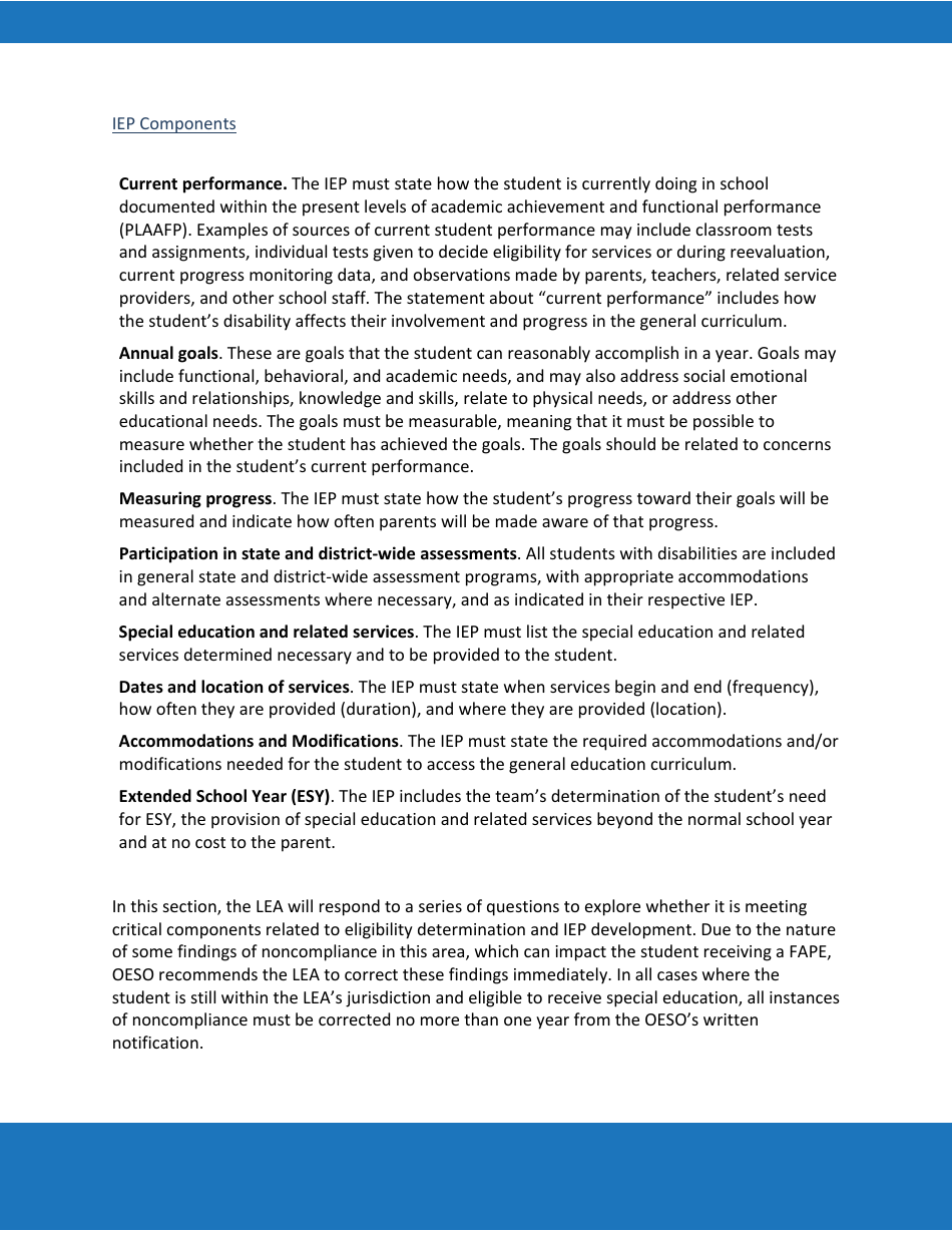 Priority Area 2: Iep Development - Oregon, Page 3