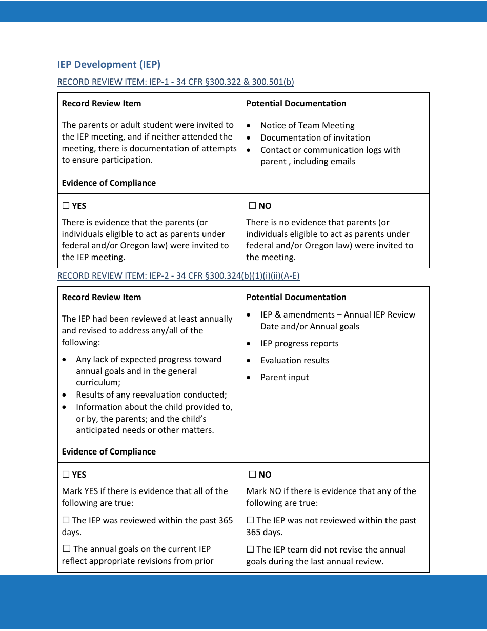 Priority Area 2: Iep Development - Oregon, Page 4
