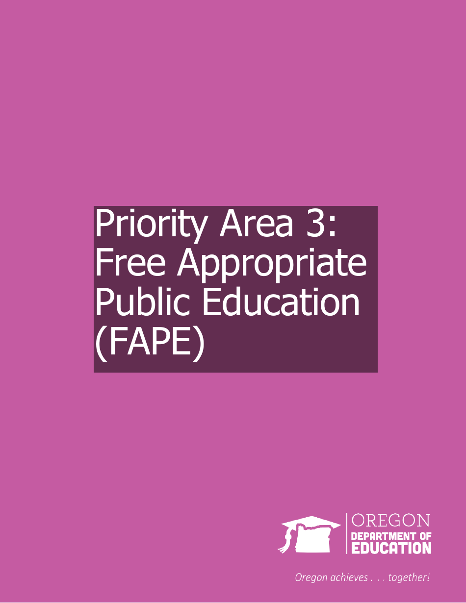Priority Area 3: Free Appropriate Public Education (Fape) - Oregon, Page 1