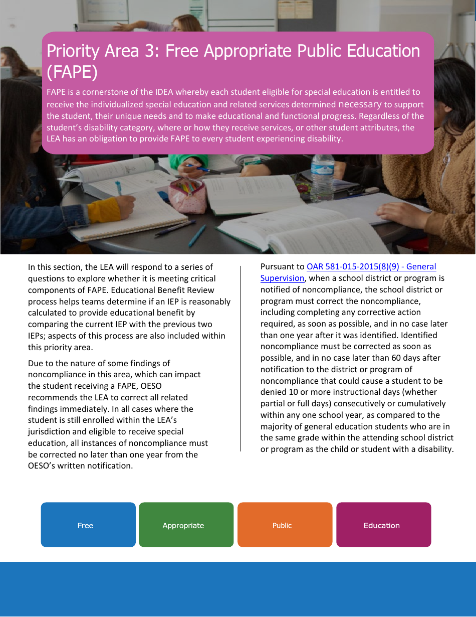 Priority Area 3: Free Appropriate Public Education (Fape) - Oregon, Page 2