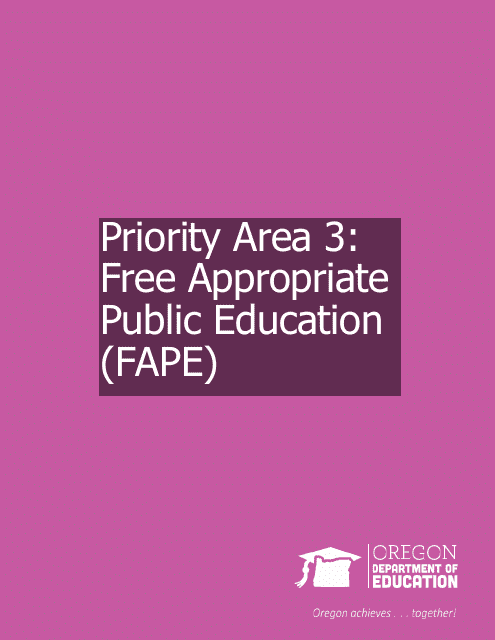 Priority Area 3: Free Appropriate Public Education (Fape) - Oregon Download Pdf