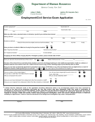 Document preview: Employment/Civil Service Exam Application - Monroe County, New York