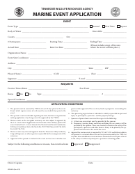 Document preview: Form WR-0820 Marine Event Application - Tennessee