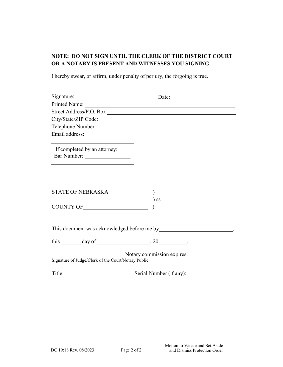 Form DC19:18 Download Fillable PDF or Fill Online Motion to Vacate and ...