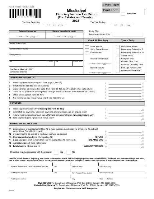 Form 81-110 2022 Printable Pdf