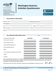 Form REV40 0033 Washington Business Activities Questionnaire - Washington