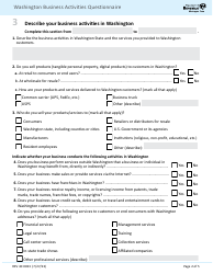Form REV40 0033 Washington Business Activities Questionnaire - Washington, Page 2