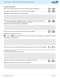 Form REV40 0033 Washington Business Activities Questionnaire - Washington, Page 3