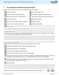 Form REV40 0033 Washington Business Activities Questionnaire - Washington, Page 4