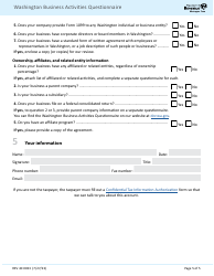 Form REV40 0033 Washington Business Activities Questionnaire - Washington, Page 5
