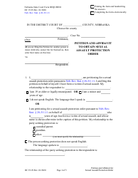 Document preview: Form DC19:29 Petition and Affidavit to Obtain Sexual Assault Protection Order - Nebraska