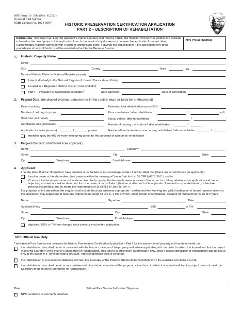 NPS Form 10-168A Part 2 Historic Preservation Certification Application - Description of Rehabilitation