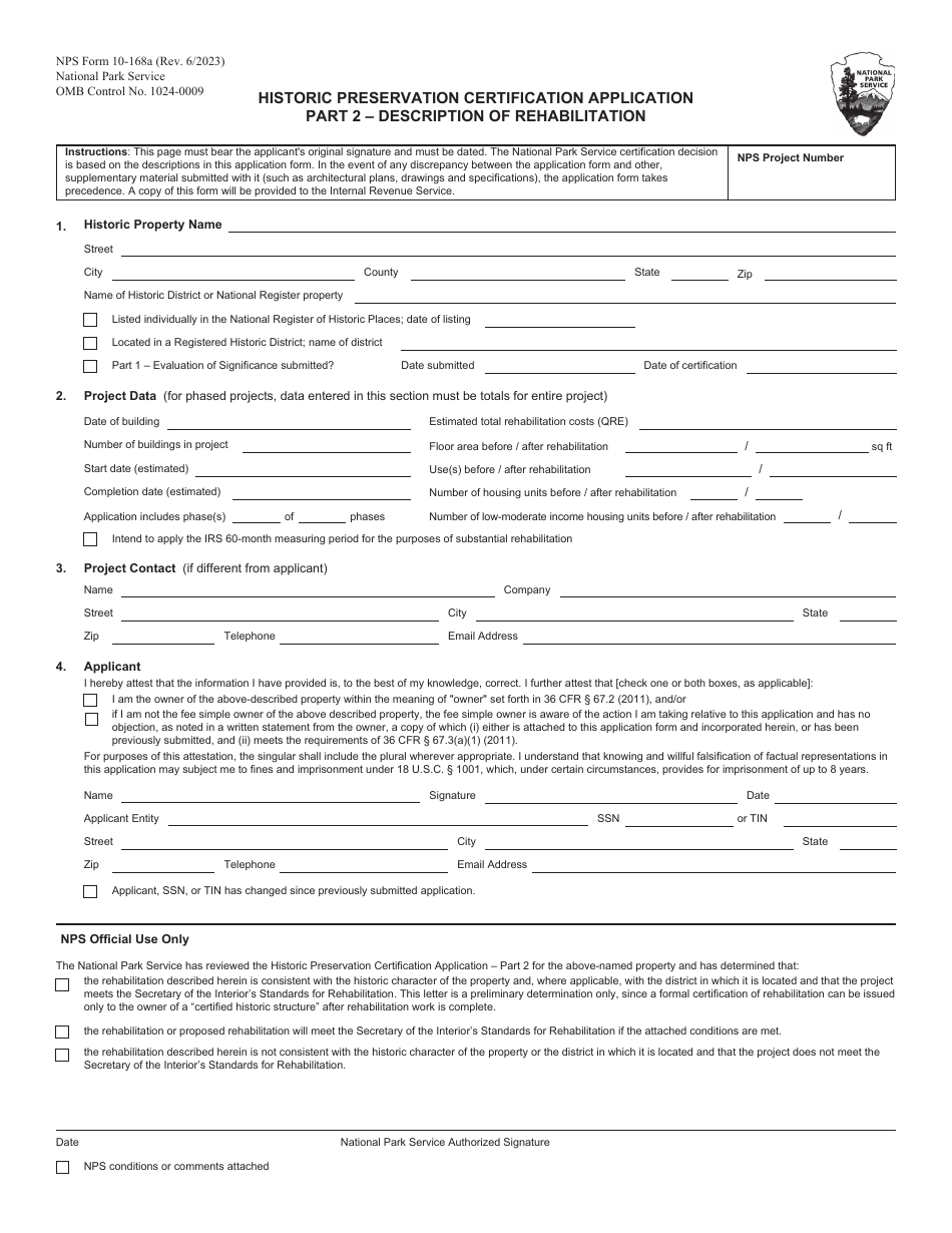 NPS Form 10-168A Part 2 Historic Preservation Certification Application - Description of Rehabilitation, Page 1