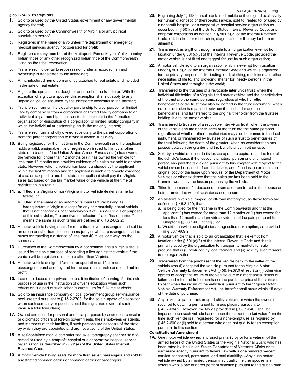 Form SUT3 Download Fillable PDF or Fill Online Purchaser's Statement of ...