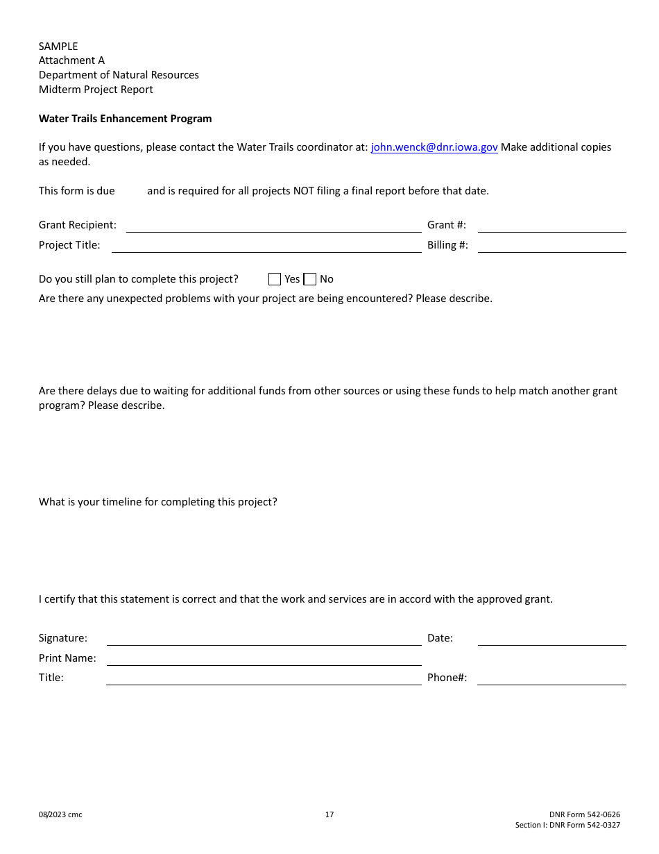 DNR Form 542-0626 (542-0327) Section I Cost-Share Application - Water Trails Program - Iowa, Page 17