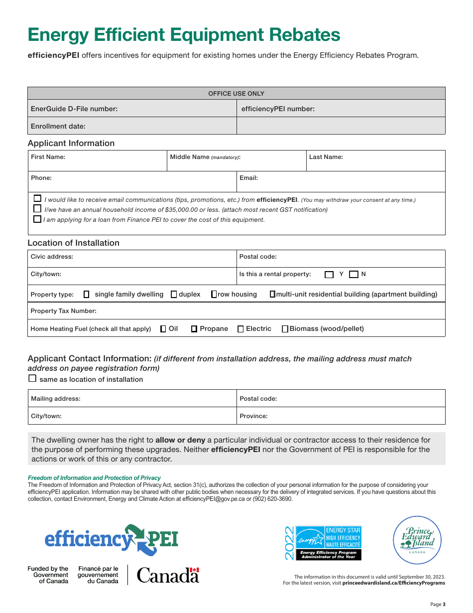 Form PD-137 Energy Efficient Equipment Rebates Application - Prince Edward Island, Canada, Page 3