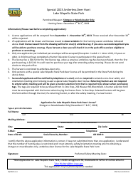Document preview: DNR Form 542-0141 Application for Lake Wapello State Park Deer License - Iowa, 2023