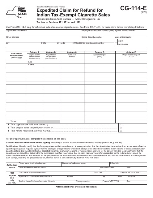 Form CG-114-E  Printable Pdf