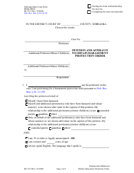 Form DC19:2 Petition and Affidavit to Obtain Harassment Protection Order - Nebraska