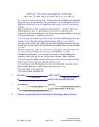 Form DC6:4 Instructions for Divorce Hearing - No Children - Nebraska (English/Spanish)