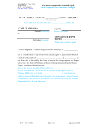 Document preview: Form DC3:1 Appearance Bond - Nebraska (English/Spanish)