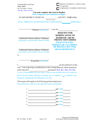 Form DC19:19 Request for Modification to Domestic Abuse Protection Order - Nebraska (English/Spanish)