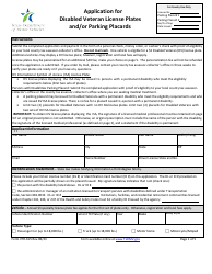Document preview: Form VTR-615 Application for Disabled Veteran License Plates and/or Parking Placards - Texas