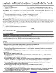 Form VTR-615 Application for Disabled Veteran License Plates and/or Parking Placards - Texas, Page 2